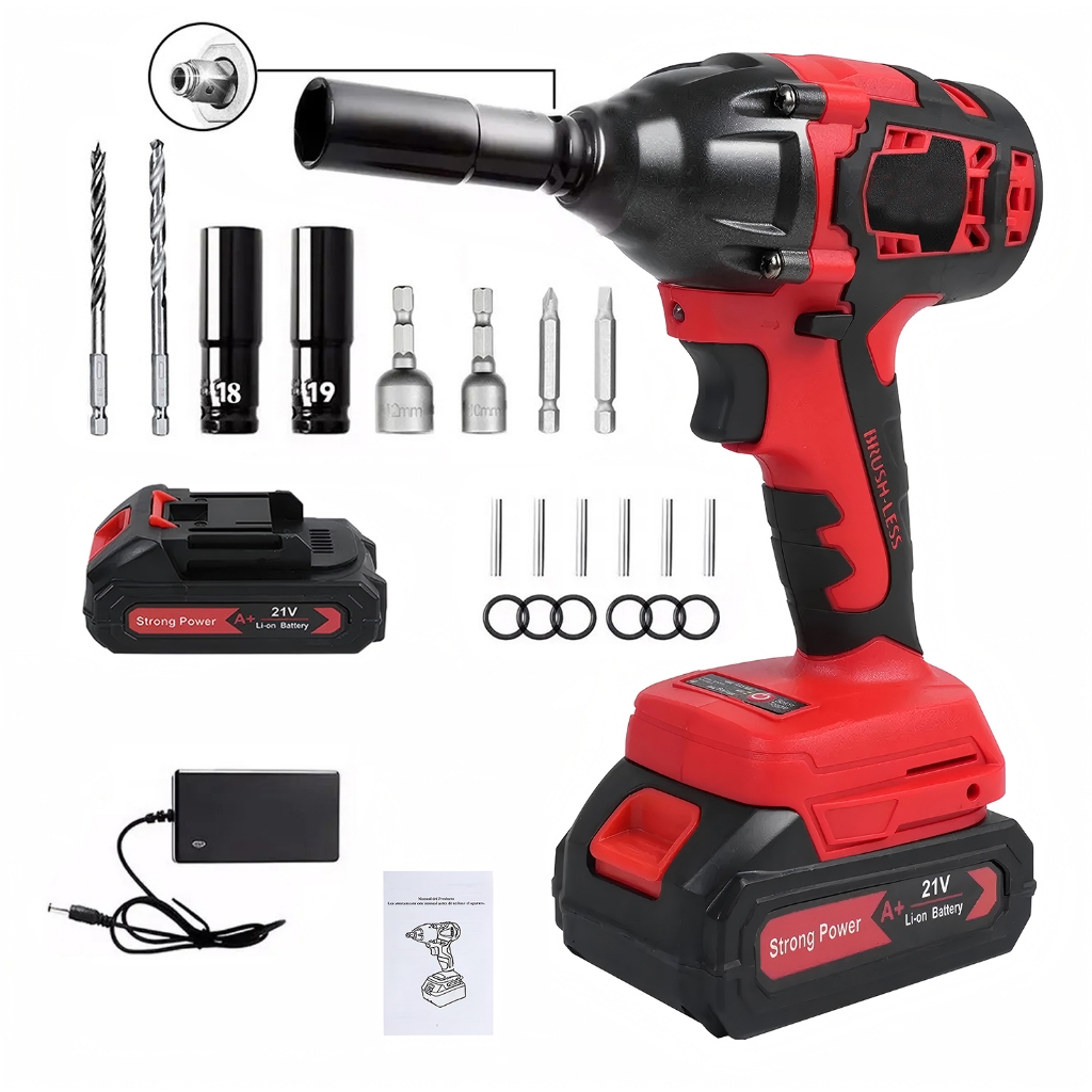 Chave De Impacto Sem Fio, 420 Nm, Kit Parafusadeira, Furadeira, Motor Elétrico Com Velocidades Variáveis, Torque 21 V em Oferta na Shopee