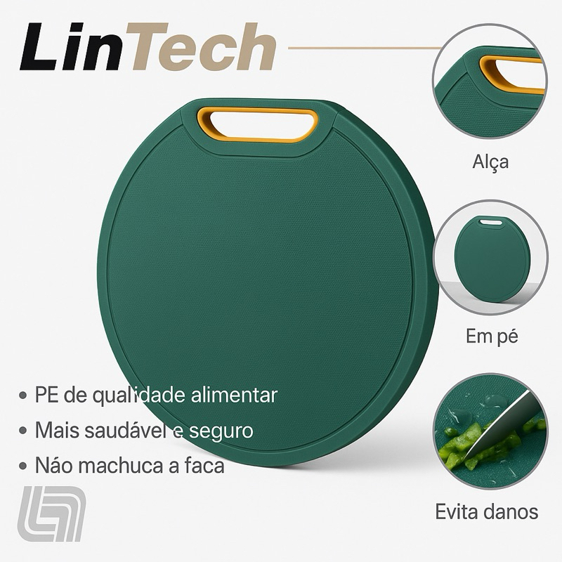 Tábua  Corte Antiderrapante Anti-mofo Redonda 32cm com Suporte - Corte carnes, legumes e frutas em Oferta na Shopee