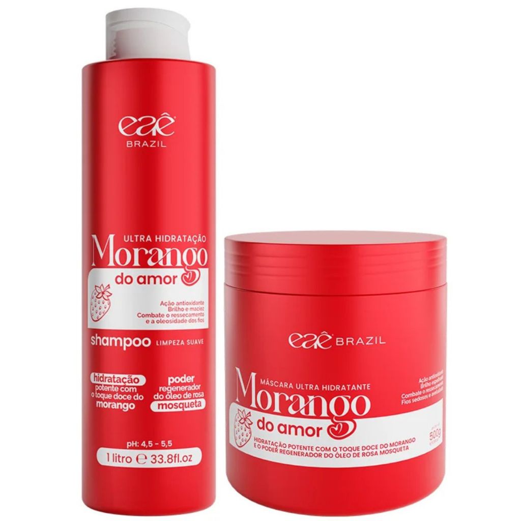 Eaê Brazil Kit Hidratação potente Anti Ressecamento Com óleo Mosqueta Morango Do Amor 2 Passos em Oferta na Shopee