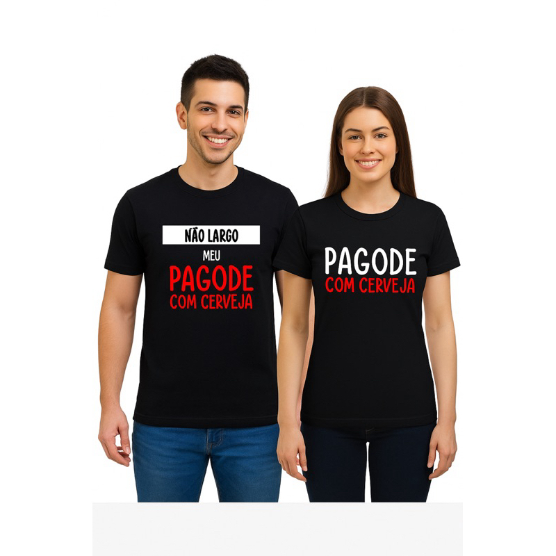 Kit C/2 Camiseta Camisa Meme Engraçada Pagode Casal Cerveja