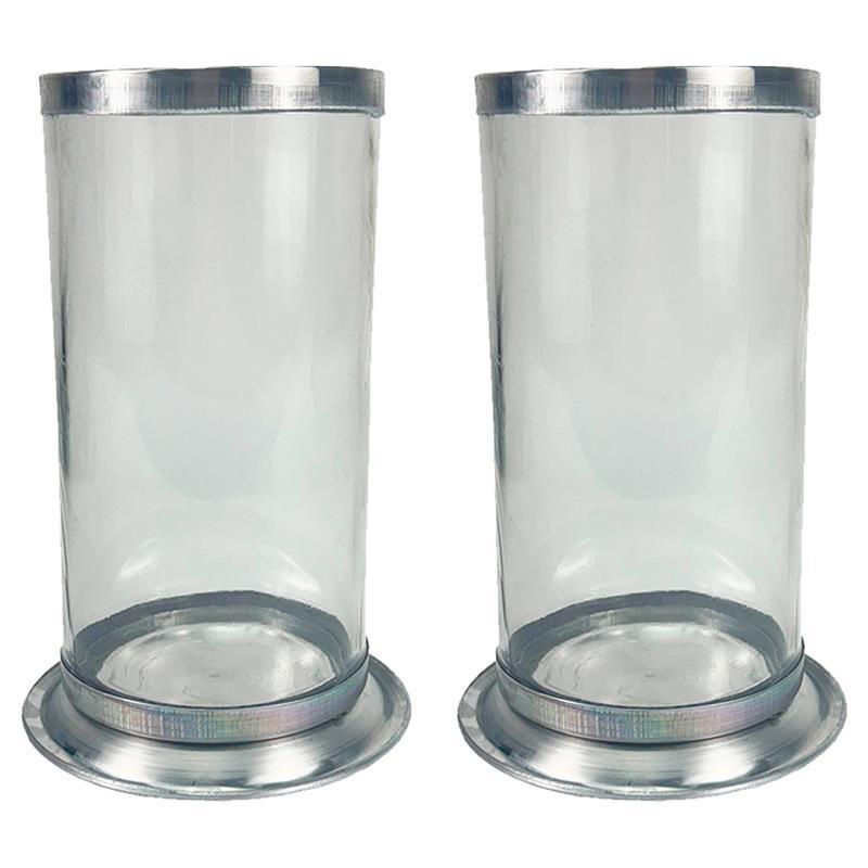 Kit 2 Unidades Copos Suporte Porta Velas 7 Dias Vidro Aluminio Anti Chamas Castiçal