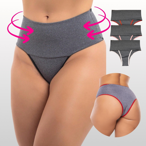 Kit 5 Calcinhas Cós Alto Tanga Fitness Segura Barriga Compressão Abdominal Calcinha Modeladora