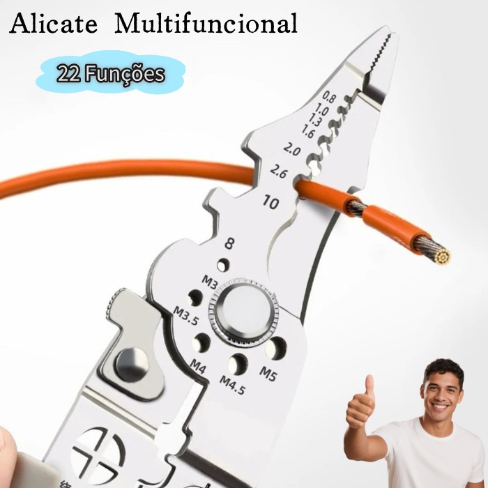 Alicate Multifuncional Profissional Crimpador Descascador Cortador Fios Torção Separação 22 Funções