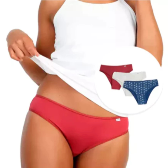 Kit 3 Calcinhas Biquíni Microfibra -DelRio em Oferta na Shopee