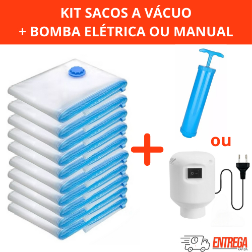 Kit Saco a Vácuo E Bomba Elétrica De Ar Sacos Grandes Guardar Rápida Organizador Roupas Edredom em Oferta na Shopee