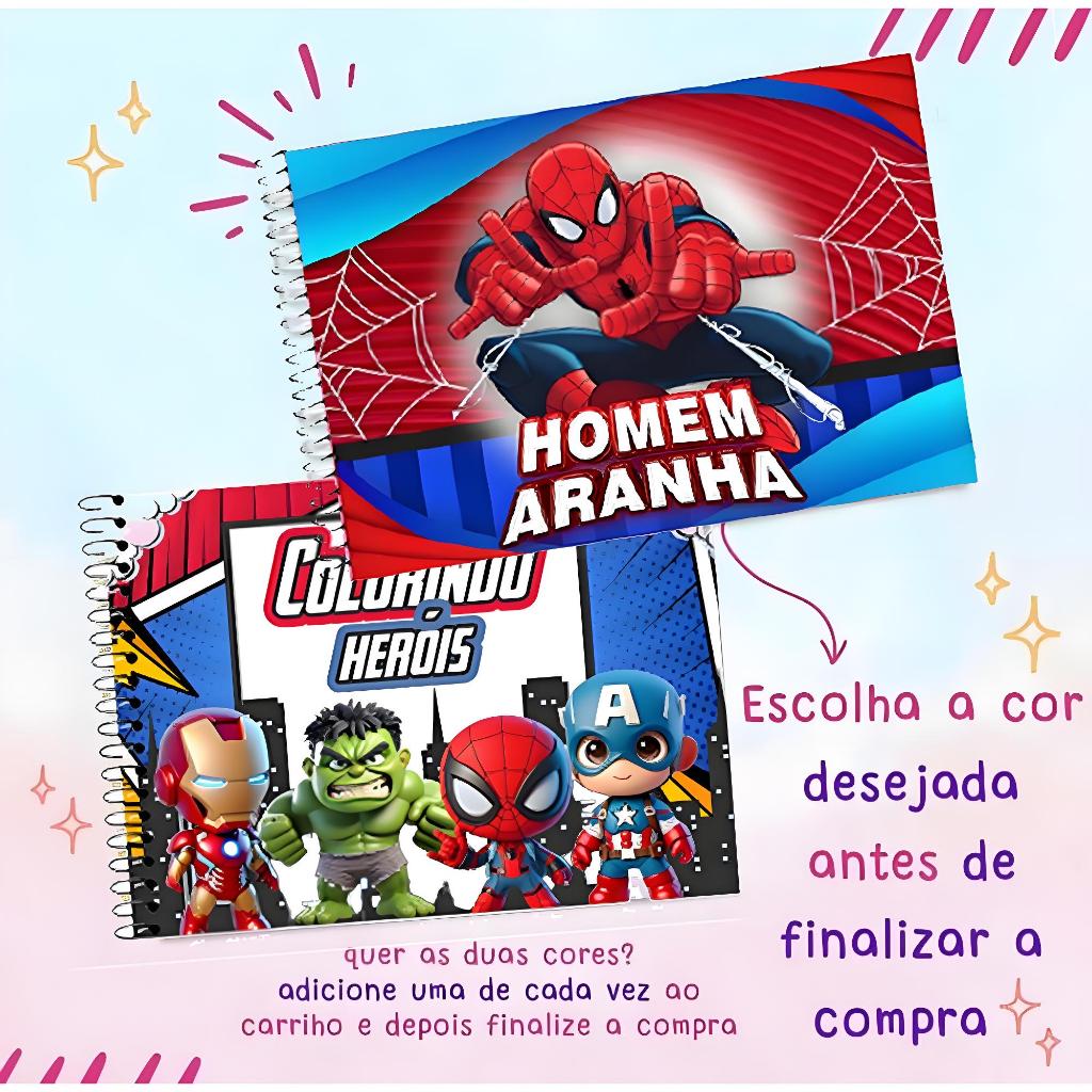 Homem Aranha Marvel Livro Colorir Capa Dura 330g Caderno Desenho Pintura Coloring Book