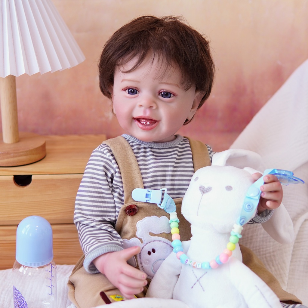 Brastoy Boneca Bebê Reborn Silicone 55cm Menino Realista Pintado