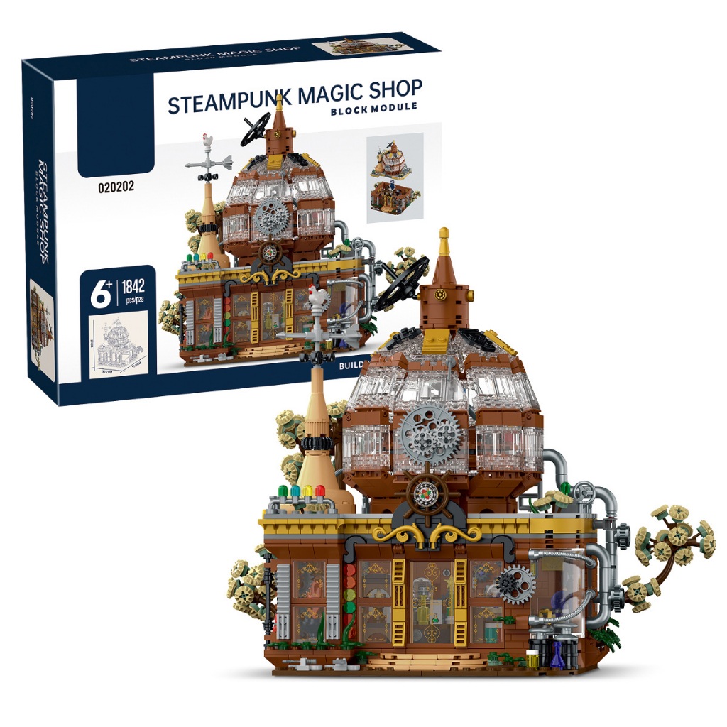 Conjunto de blocos de construção Steampunk Fantasy com luzes 1842 peças em Oferta na Shopee