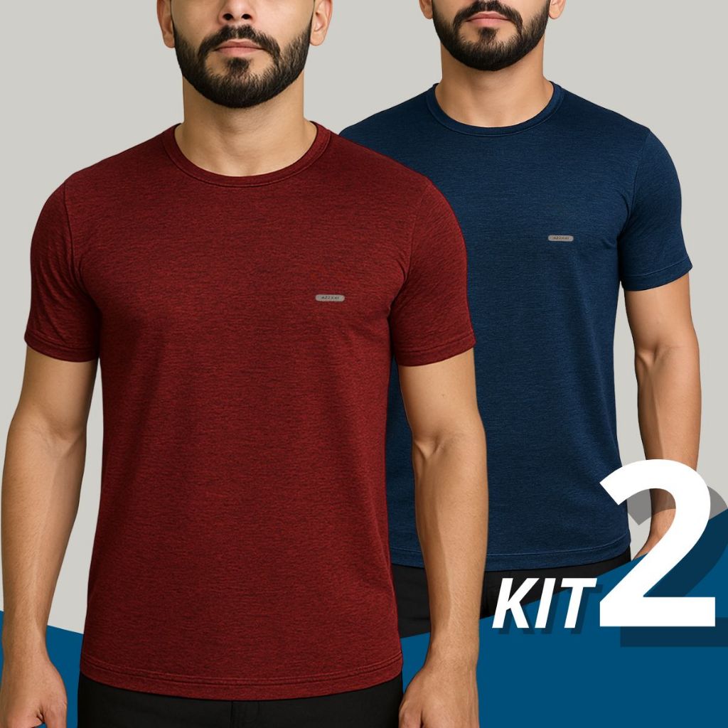 Kit 2 Camiseta Manga Curta Masculina Camisa Academia Fitness Dry Fit Esportiva Treino Corrida Musculação