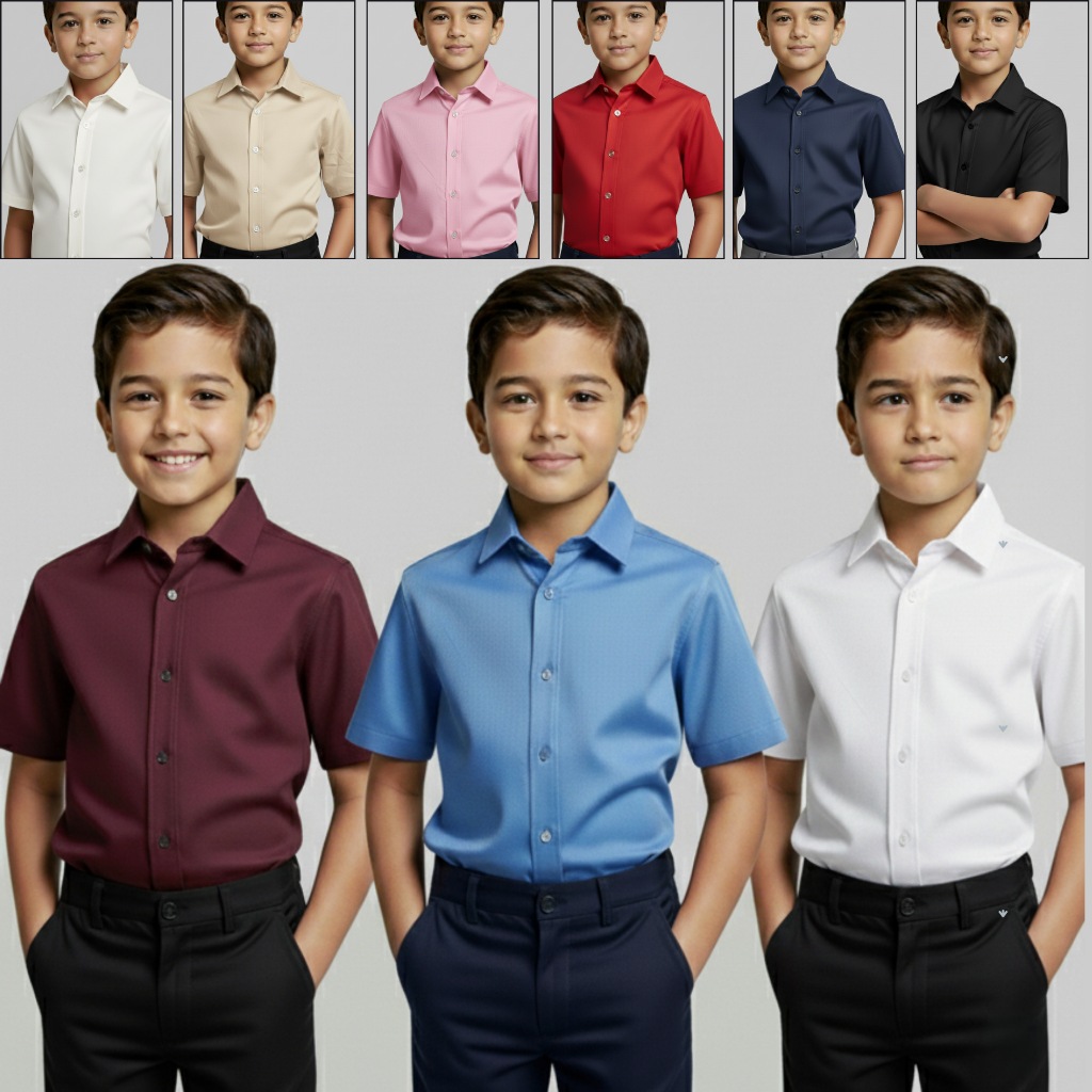 Camisa Social Infantil Menino CYNTHARA Manga Curta Elegante e Confortável – Tam 2 a 10