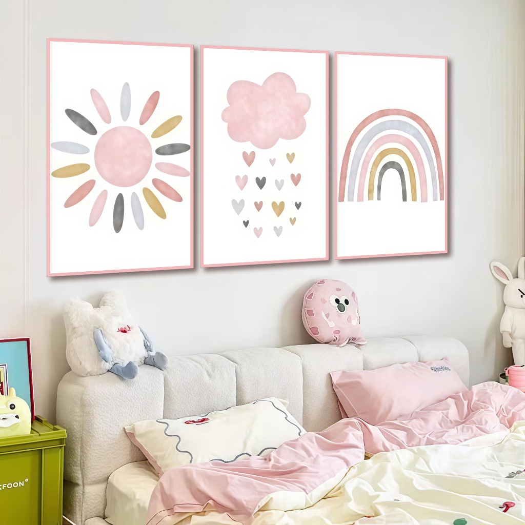 Quadro Decorativo Com Sol Nuvens E Arco-íris Coloridos Quadros Decorativos Para Quarto Infanti