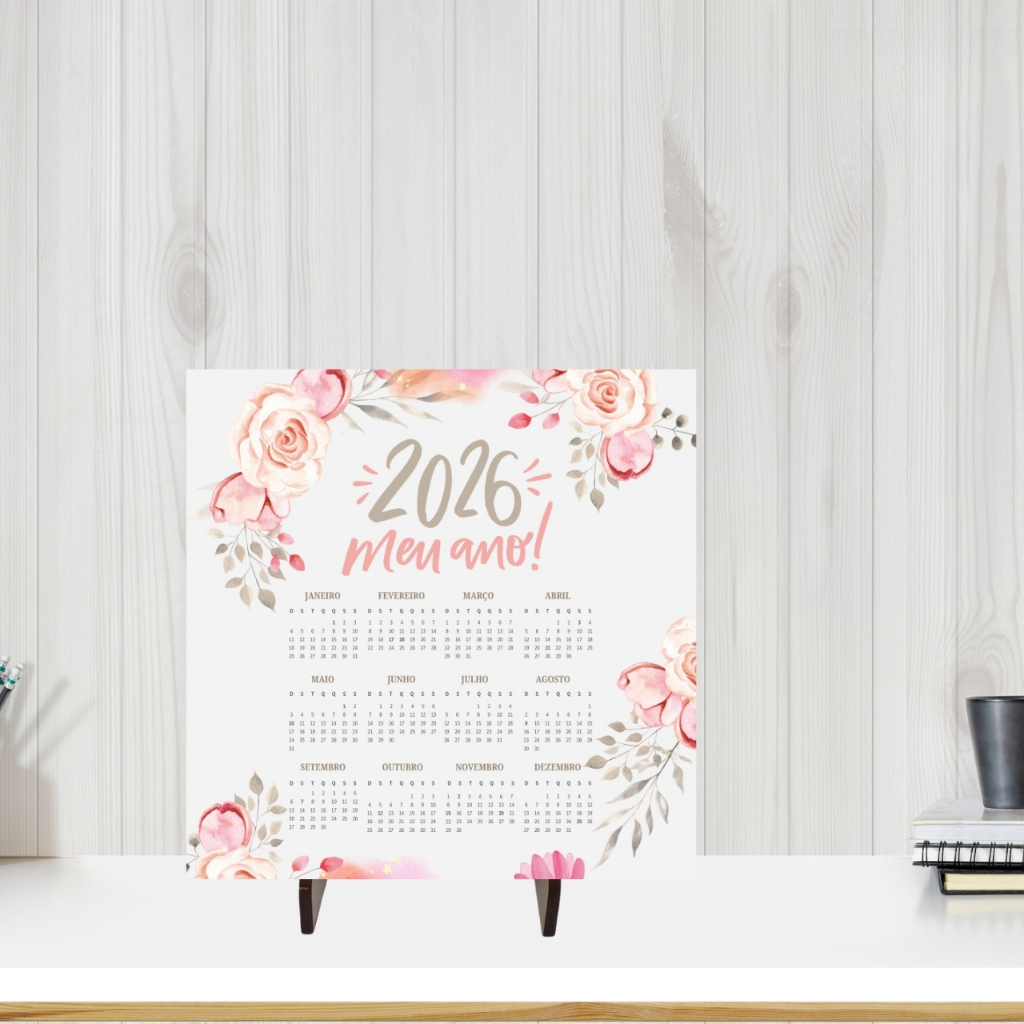 Calendário 2026 de Mesa |Planejamento Decoração e Organização P/Mesa trabalho, Mesa Estudo, Presente