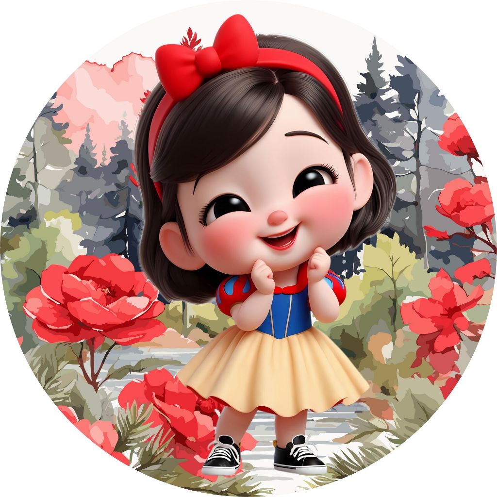 Painel Redondo 150X150 Tecido Sublimado BRANCA DE NEVE BABY