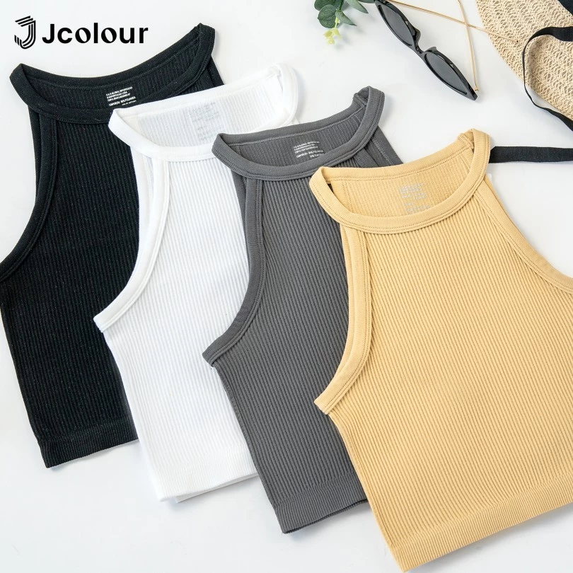 Jcolour Kit 3 Blusinha Feminina Básica Canelada Tendência de Verão para Yoga Pilates Fitness Corrida — imagem 1