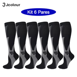 Jcolour Kit 6 Pares Meias De Compressão Correndo Esportivas De Ciclismo Varizes Alívio AntiFadiga