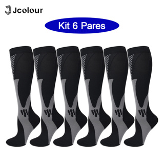Jcolour Kit 6 Pares Meias De Compressão Correndo Esportivas De Ciclismo Varizes Alívio AntiFadiga em Oferta na Shopee