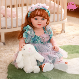 Vestido de flor de renda renascimento boneca menina 100% silicone com coelho pequeno ZAVANESE em Oferta na Shopee