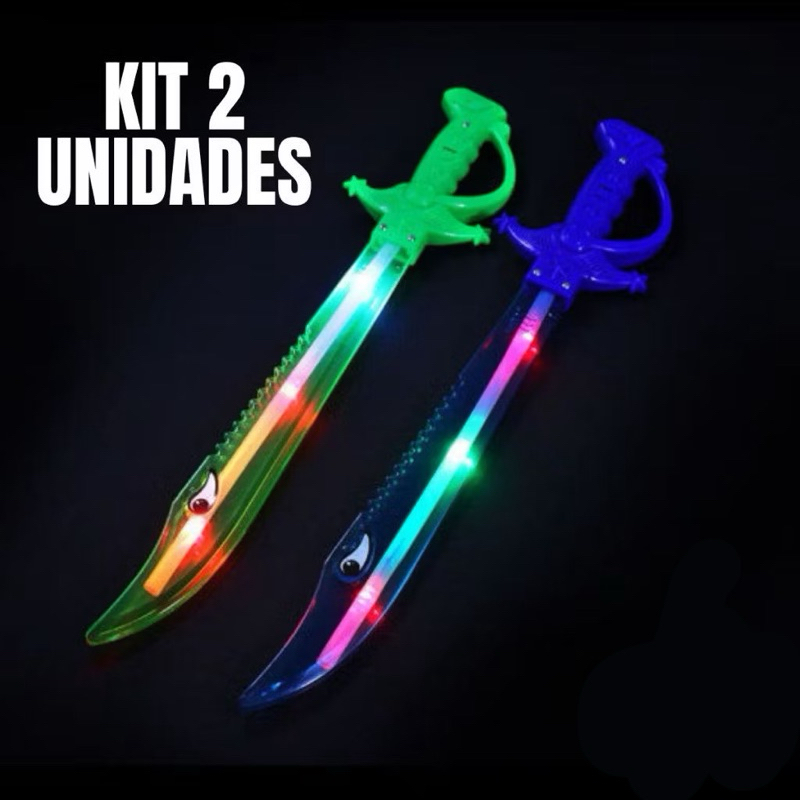 Kit 2 Espadas Sabre De Luz Brinquedo Led 40cm