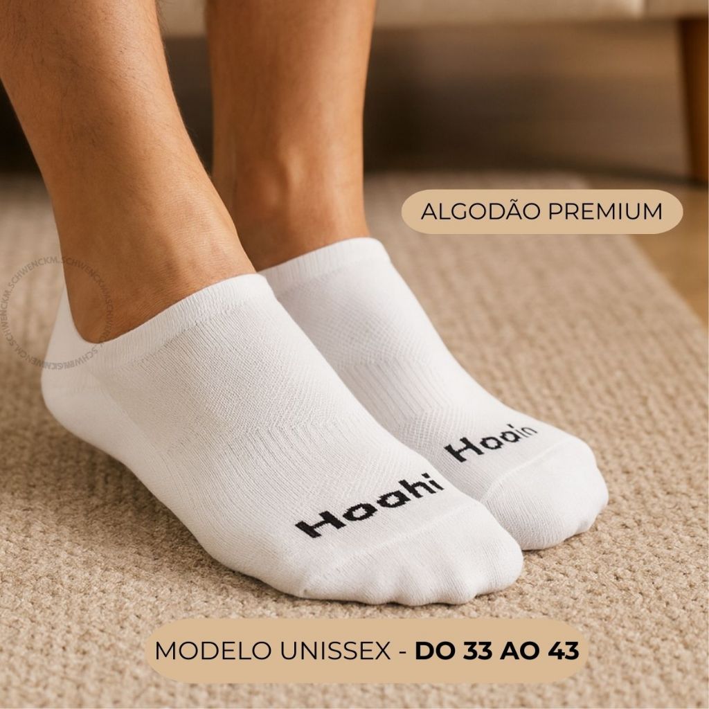 Kit 3 ou 6 Meia Invisível Masculina Sapatilha Conforto Algodão Branco Preto Feminino — imagem 2 de 2