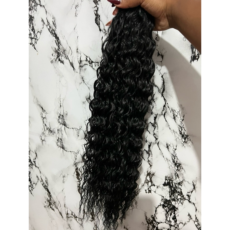 Cabelo Bio Humano cacheado 70 cm G 4 telas