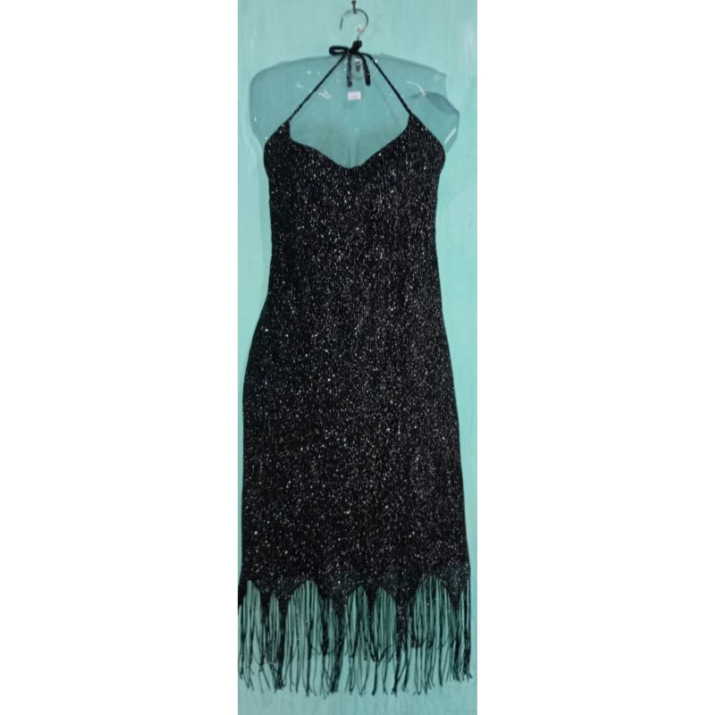 vestido preto vestido com franja vestido de festa vestido com glitter moda sustentável moda feminina brechó