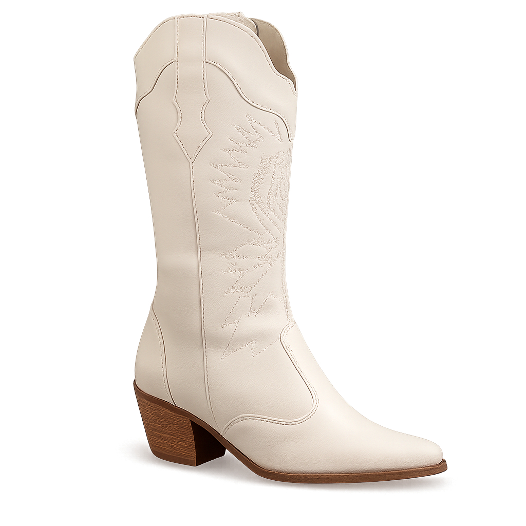 Bota Feminina Texana Western Country Salto Alto Cano Longo Confortável Moda Atual Blogueira