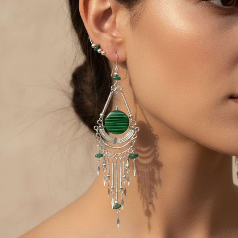 Brincos de Alpaca Peruanos com Pedras Naturais em Oferta na Shopee