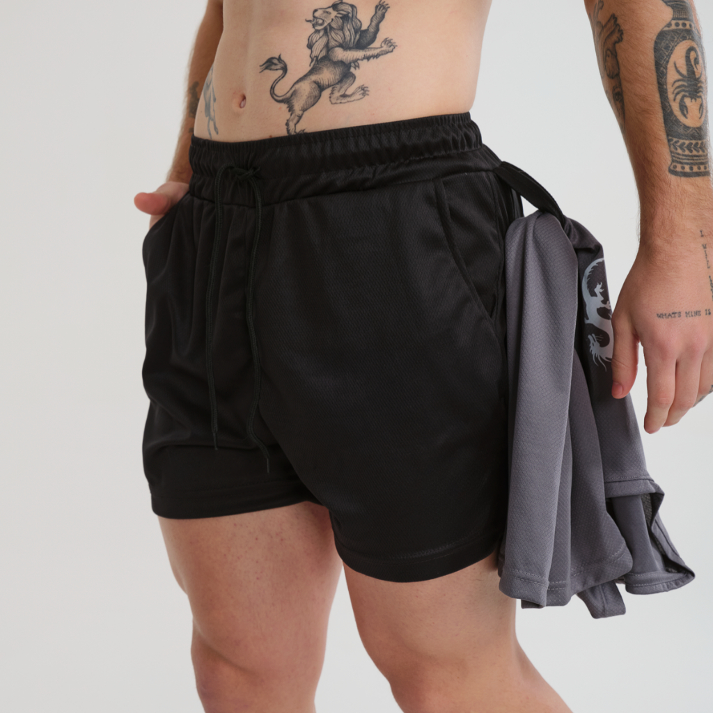 Shorts de Compressão 2 em 1 Academia Treino Masculino