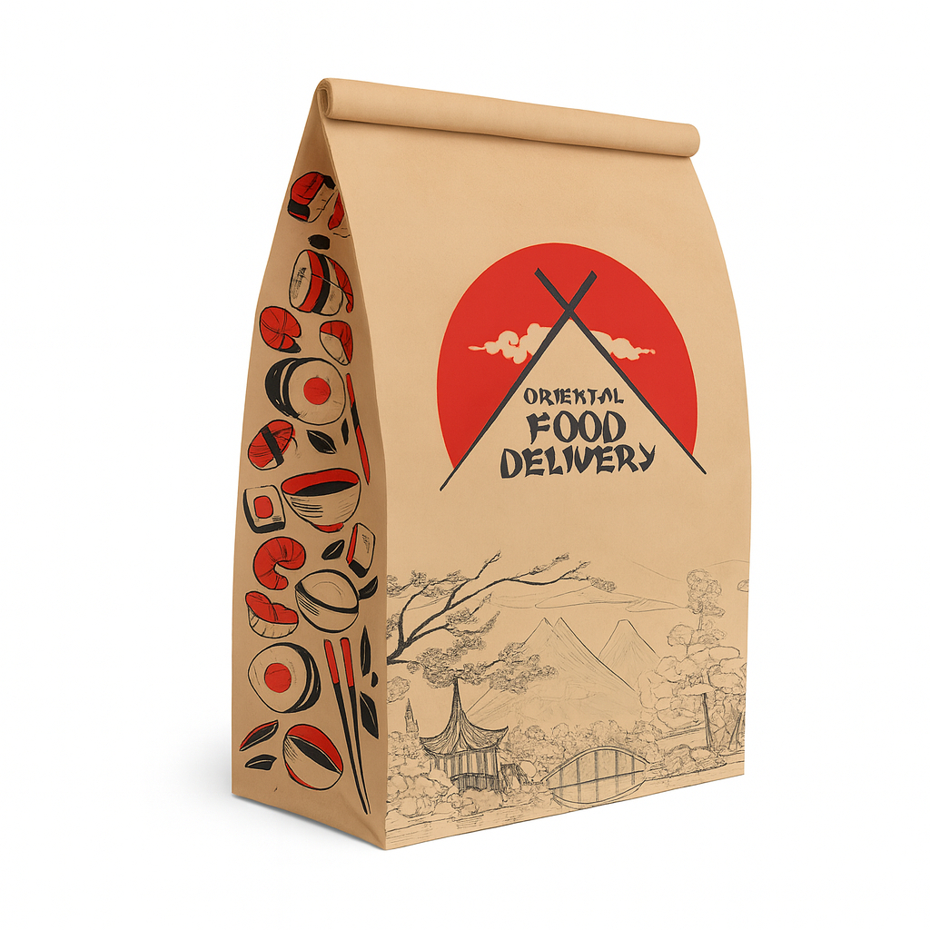 Saco de Papel Kraft Delivery 100 un – Comida Japonesa Sushi Temaki – Tamanhos P/M/G/GG em Oferta na Shopee