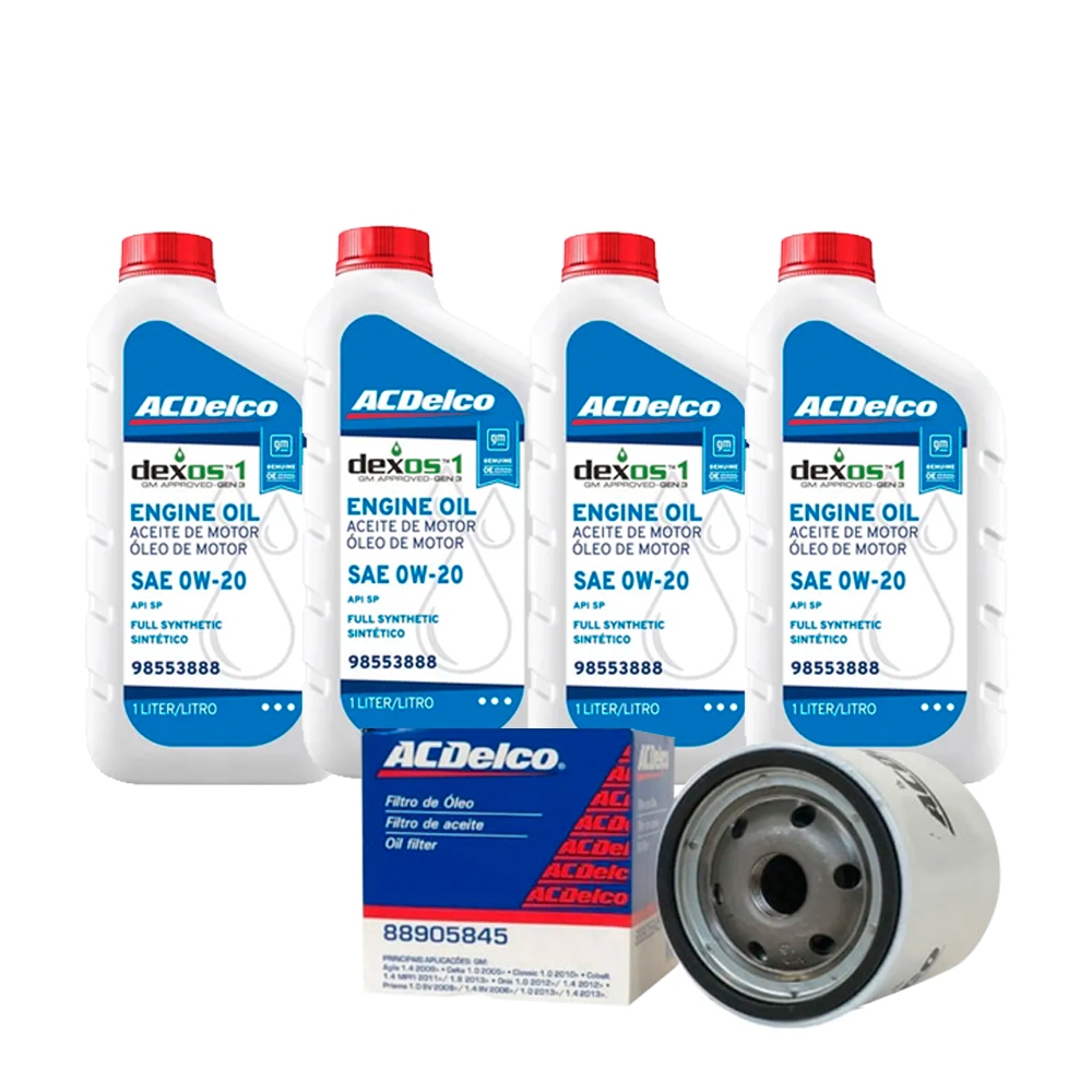 Kit Troca Óleo 0w20 + Filtro Do Motor Onix 1.0 1.4 /prisma /spin 1.8 Acdelco KIT0W20 em Oferta na Shopee