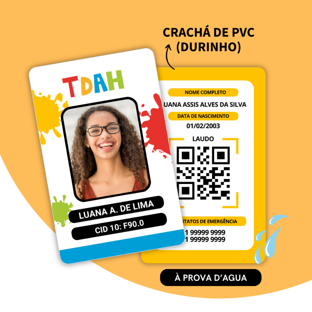 Kit Cordão TDAH + Crachá PVC com Laudo em Qrcode - Crachá Personalizado Não oficial — imagem 2 de 2
