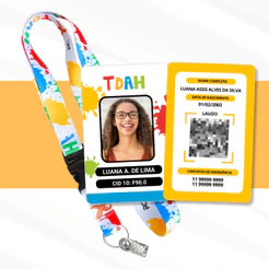 Kit Cordão TDAH + Crachá PVC com Laudo em Qrcode - Crachá Personalizado Não oficial
