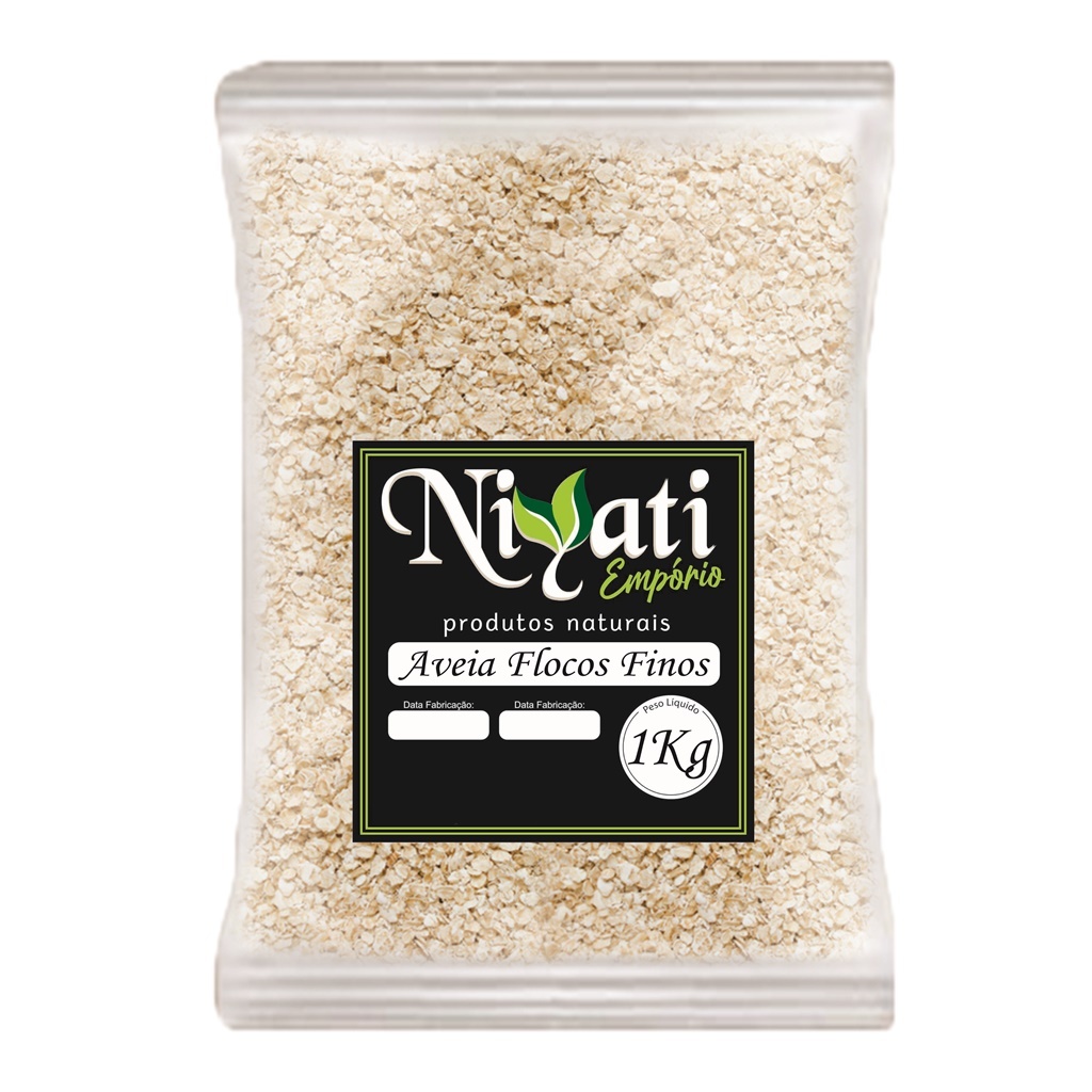 Aveia Em Flocos Finos sem Glúten 1kg Niyati em Oferta na Shopee