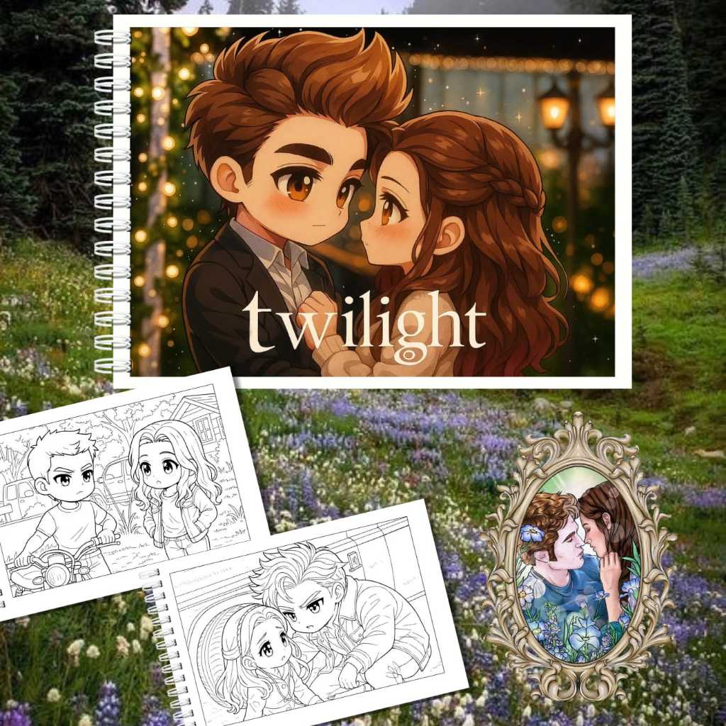 Livro De Colorir Crepúsculo 50 Desenhos A5 Capa Dura
