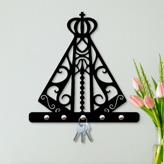 Porta Chaves Nossa Senhora Aparecida MDF 3mm Preto 20x15cm Parede Religioso Cristão + Fita 3M em Oferta na Shopee