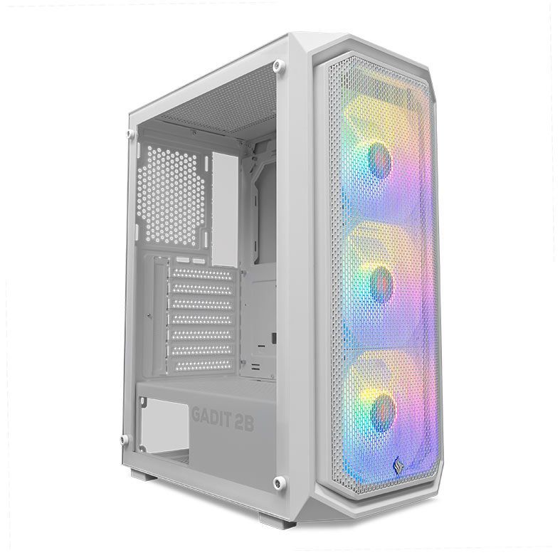 Gabinete Gamer Pichau Gadit 2B, Mid-Tower, Lateral de Vidro, Com 3 Fans, Branco, PG-G2B3F-WH