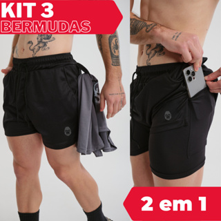 Kit 3 ou 2 Bermudas KONG Masculino 2 em 1 em Oferta na Shopee