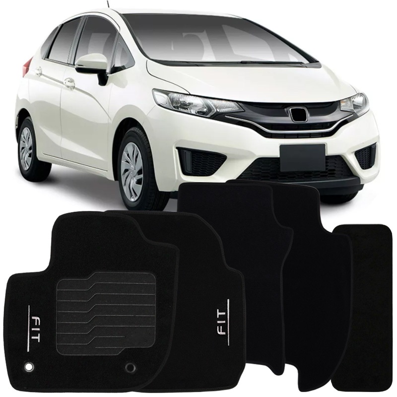 Jogo de Tapete Automotivo Carpete New Fit 2015 à 2018 Soft Logo Bordado 5 Peças