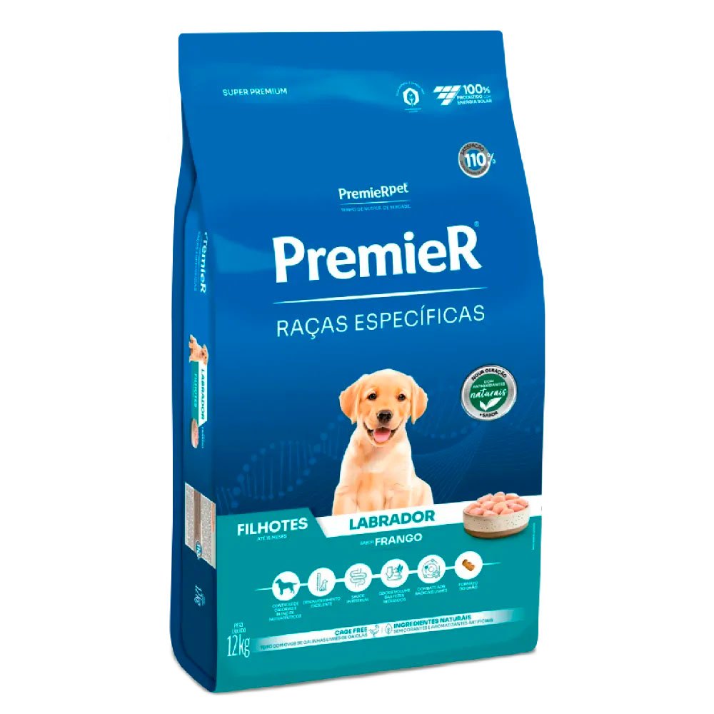 Ração Premier Raças Específicas Labrador Cães Filhotes Frango 12kg em Oferta na Shopee
