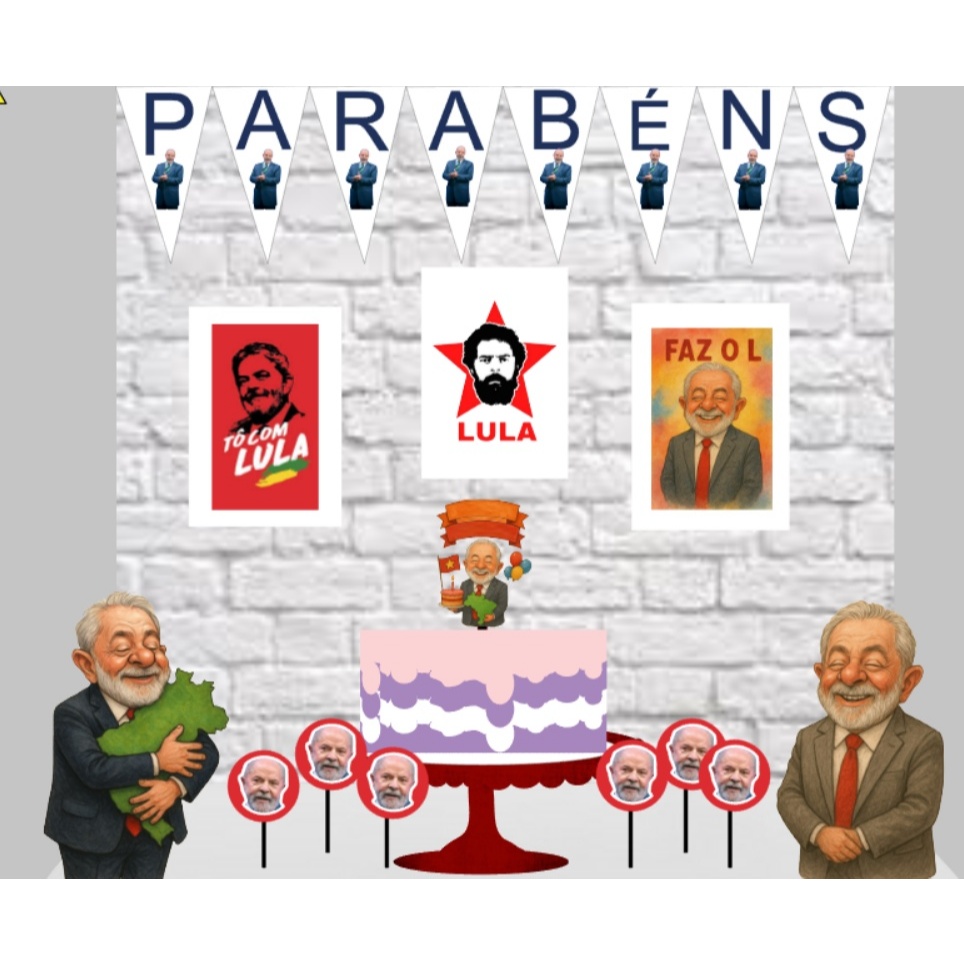 Kit festa Lula - presidente Lula - decoração de aniversário Lula - topo de bolo presidente Lula - kit só um bolinho Lula