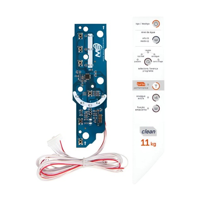 Kit Placa Interface Lavadora Brastemp Clean 11kg BWC11 + Adesivo para lavadora Clean 11kg W10605794 Bivolt