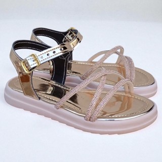 Sandália Infantil Menina Feminino Delicada Trançadas Com Tiras Strass Super Brilhantes. em Oferta na Shopee