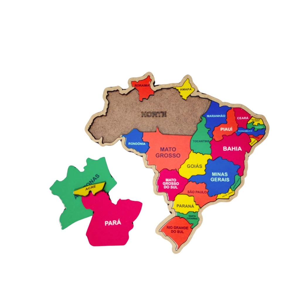 Quebra Cabeça Mapa Do Brasil Brinquedo Educativo Madeira