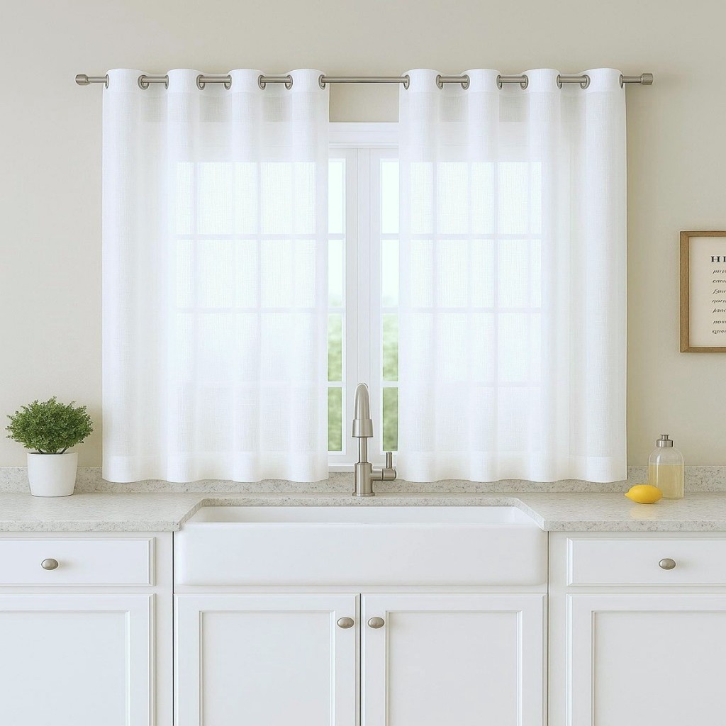 Cortina Voil Linho Flame 2,00x1,20 Para cozinha Com Ilhós em Oferta na Shopee