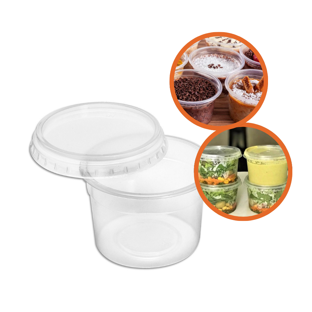 Kit Potes Redondos 140ml Com Tampa Transparente e Descartável Oferta (25/50/75/100/150/200x) em Oferta na Shopee