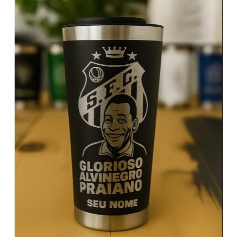 Copo Térmico 473ml Inox Personalizado | Com Tampa e Abridor, Gravação a Laser Resistente