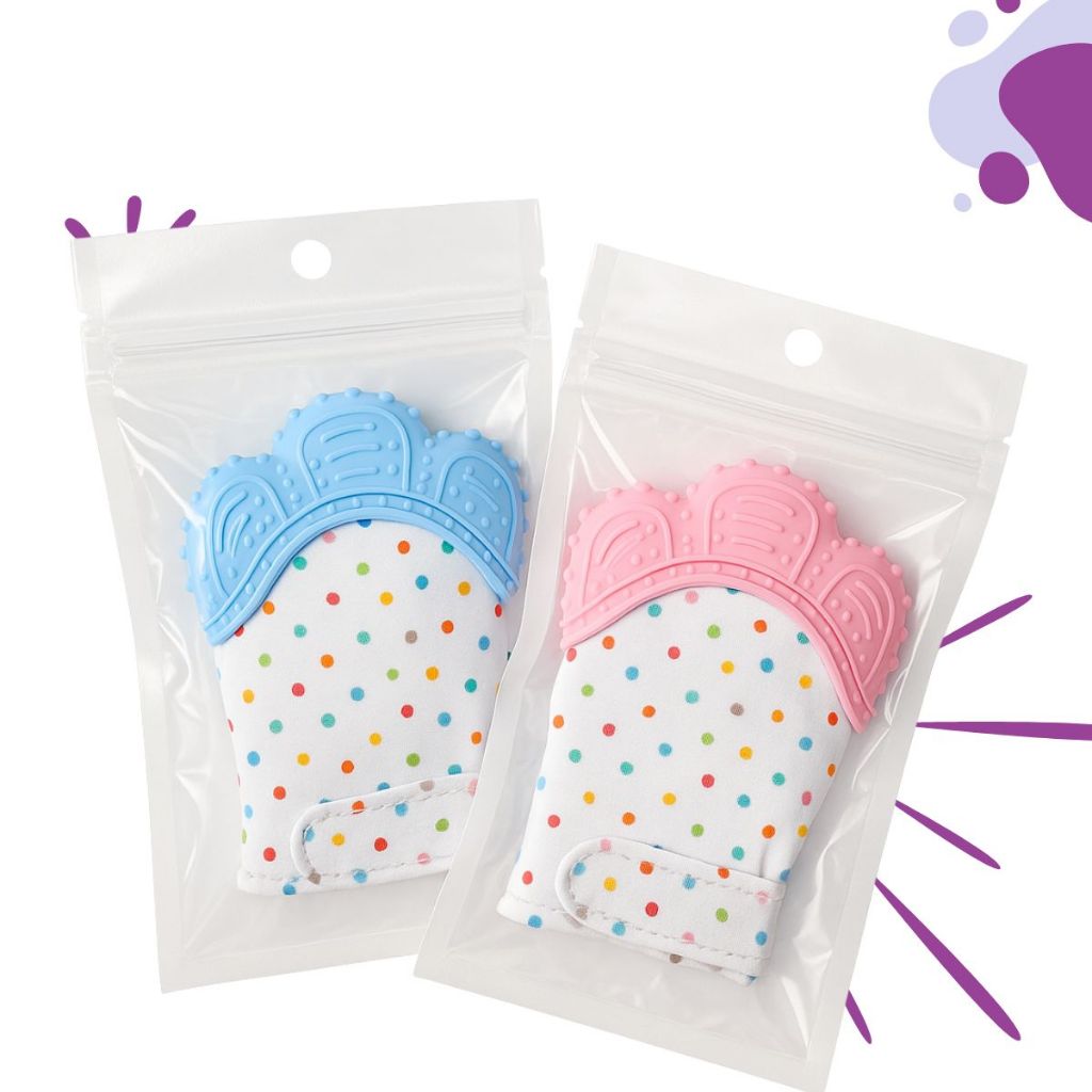 Luva Mordedora Para Bebe Coceira Gengiva Denticao Silicone Facil Limpar Azul Rosa Infantil em Oferta na Shopee