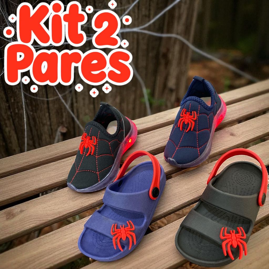 Kit 2 Pares Papete + Tênis  Infantil Calce Fácil Menino em Oferta na Shopee