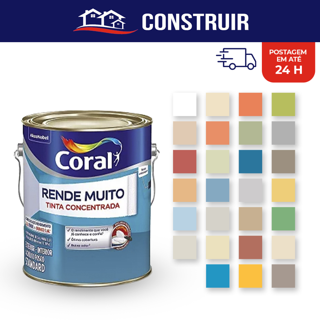 Tinta Coral e ANJO Rende Muito e Cobre Mais Galão 3,2L | Lavável Interior/Exterior - Alta Cobertura