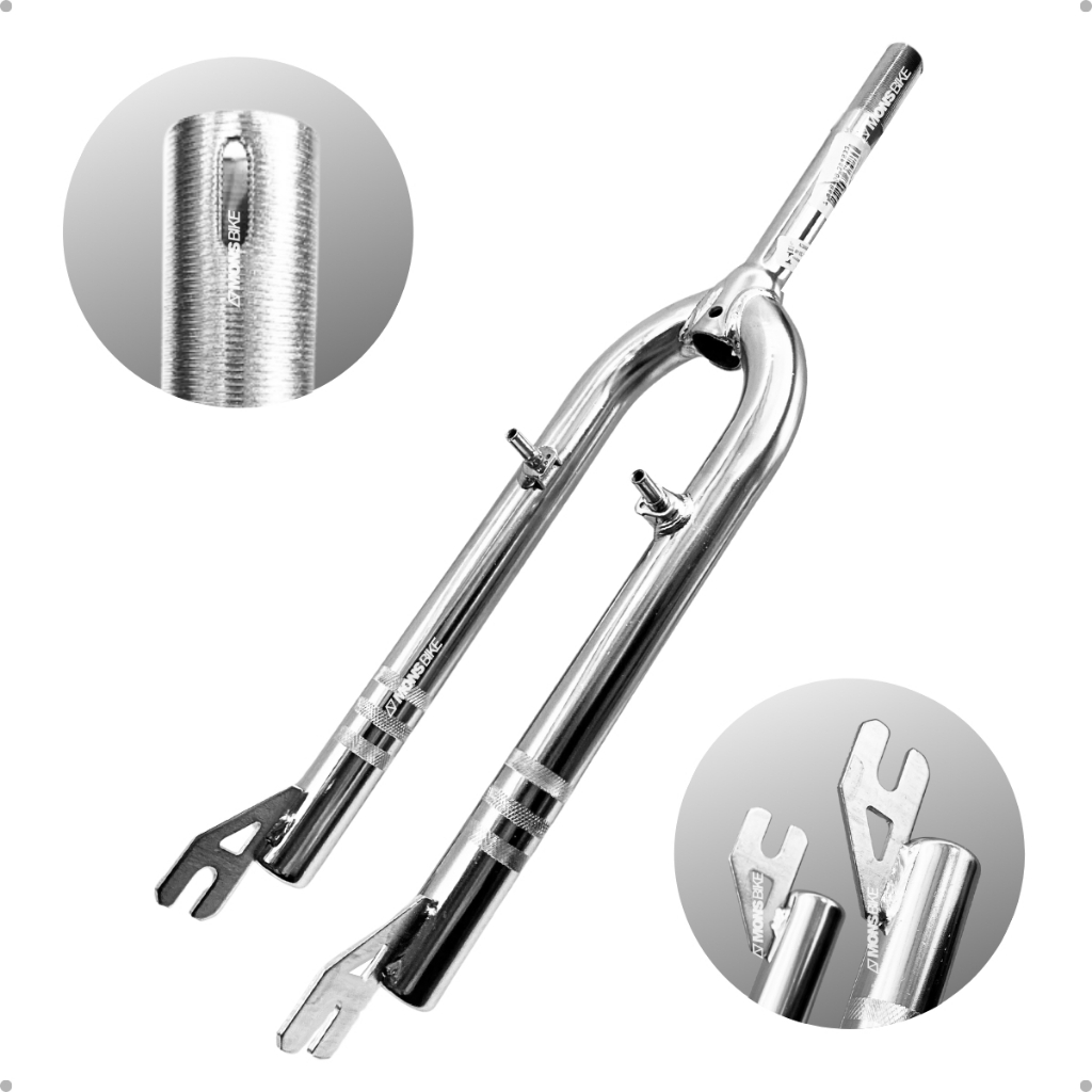 Garfo Bicicleta Aro 26 Standard 21,1mm Cromado Bike Mtb Fixo Freio V-Brake E Ferradura